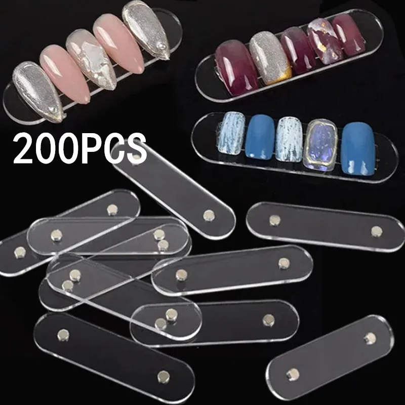 50/100/200pcs False Nail Tips Display Stand With Magnet Clear Practice Acrylic Gel Polish Holder Strip Manicure Showing Tool