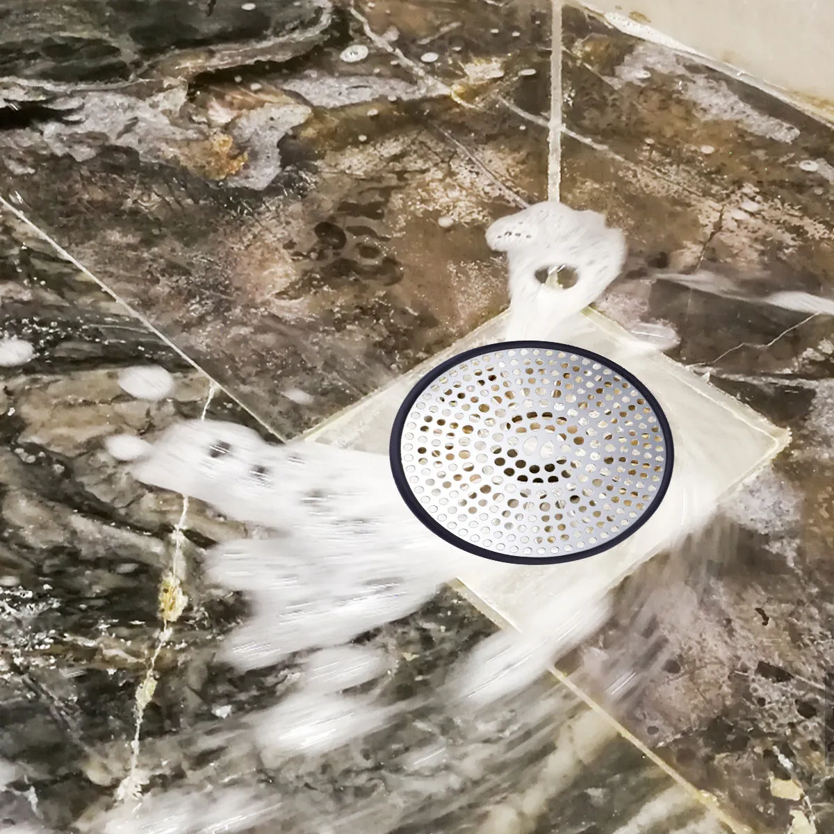 Stainless Steel Bathtub Drain Cover Suit for Bathroom Round Crescent Rust Proof Silicone Edge Hair Stopper Shower Drain