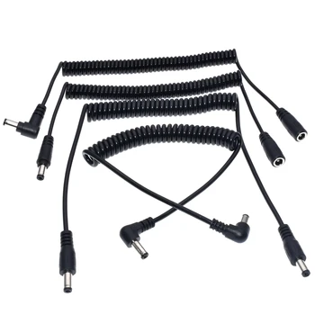 Cabo enrolado de alimentação macho para fêmea, dc 5.5mm x 2.1mm, cabo de mola de extensão dc 5.5x2.1mm para tira de led, cctv