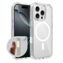 Funda transparente con botón de Control táctil para cámara, funda para cargador inalámbrico Magsafe magnético para iPhone 16Pro Max 16Plus