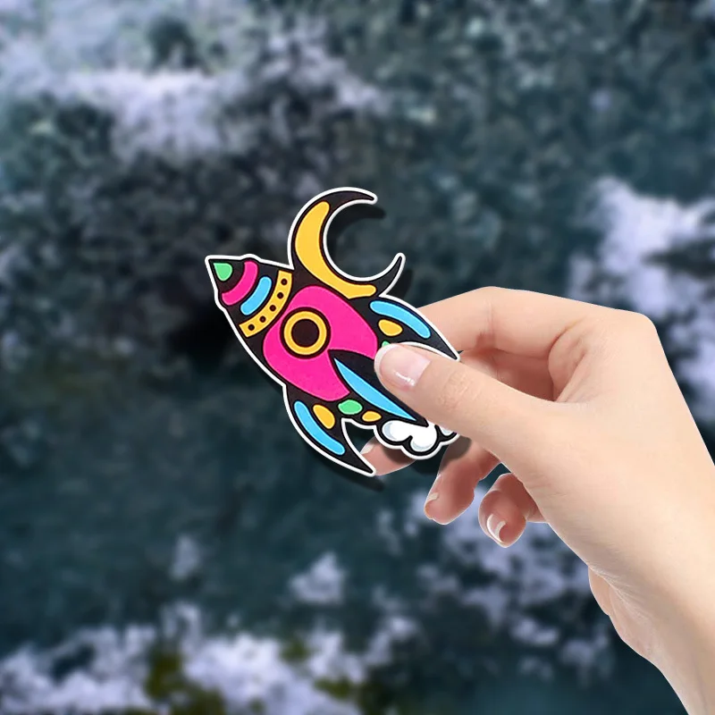 1pc Colorful Cartoon Rocket Vinyl Sticker Waterproof Matte Self-Adhesive Decal for Motorcycle Car Laptop Phone Window