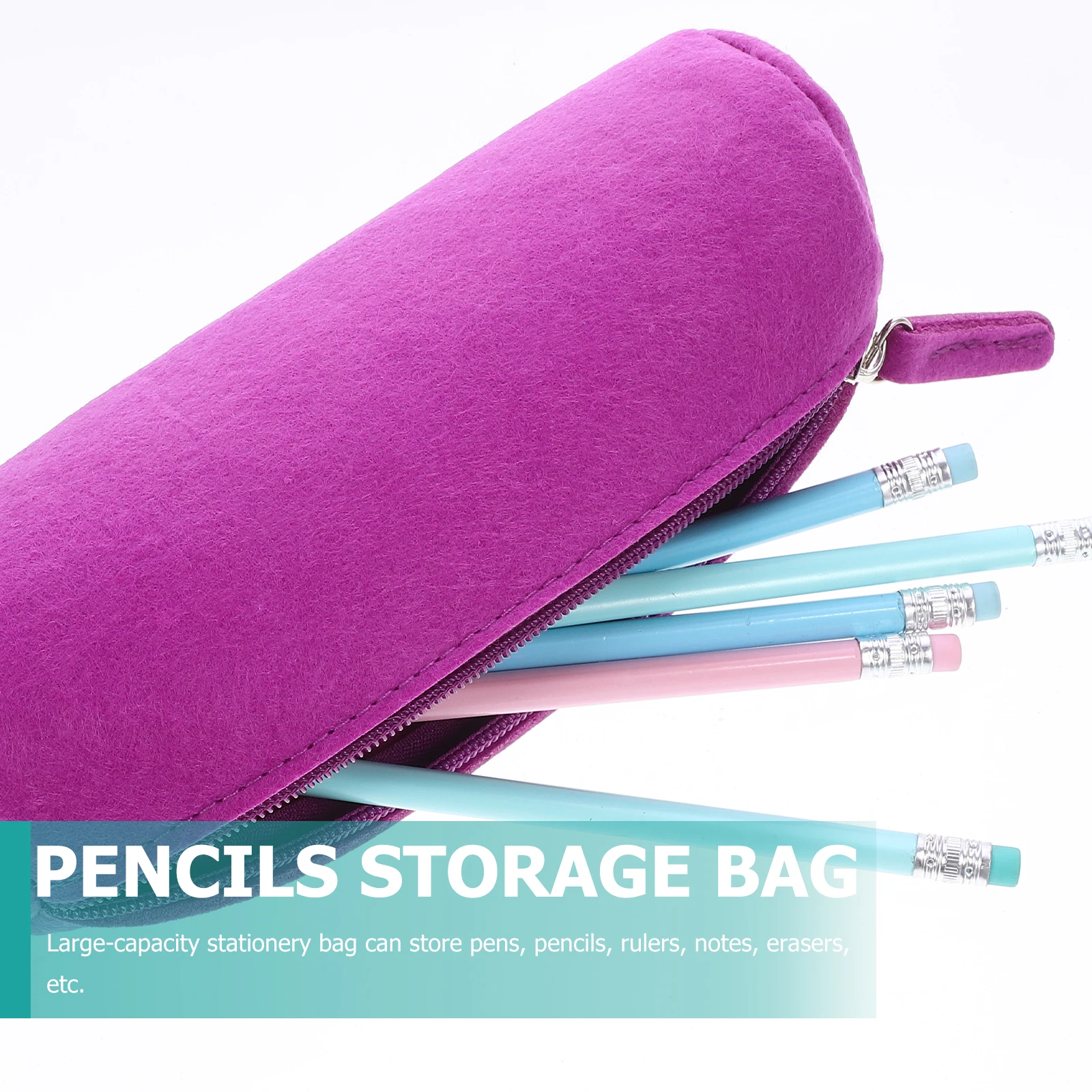 

Felt Pencil Case Stationery Bag Zipper Girls Small Pouch Pens Pencils Rulers Notes Erasers Makeup Lightweight Large Capacity