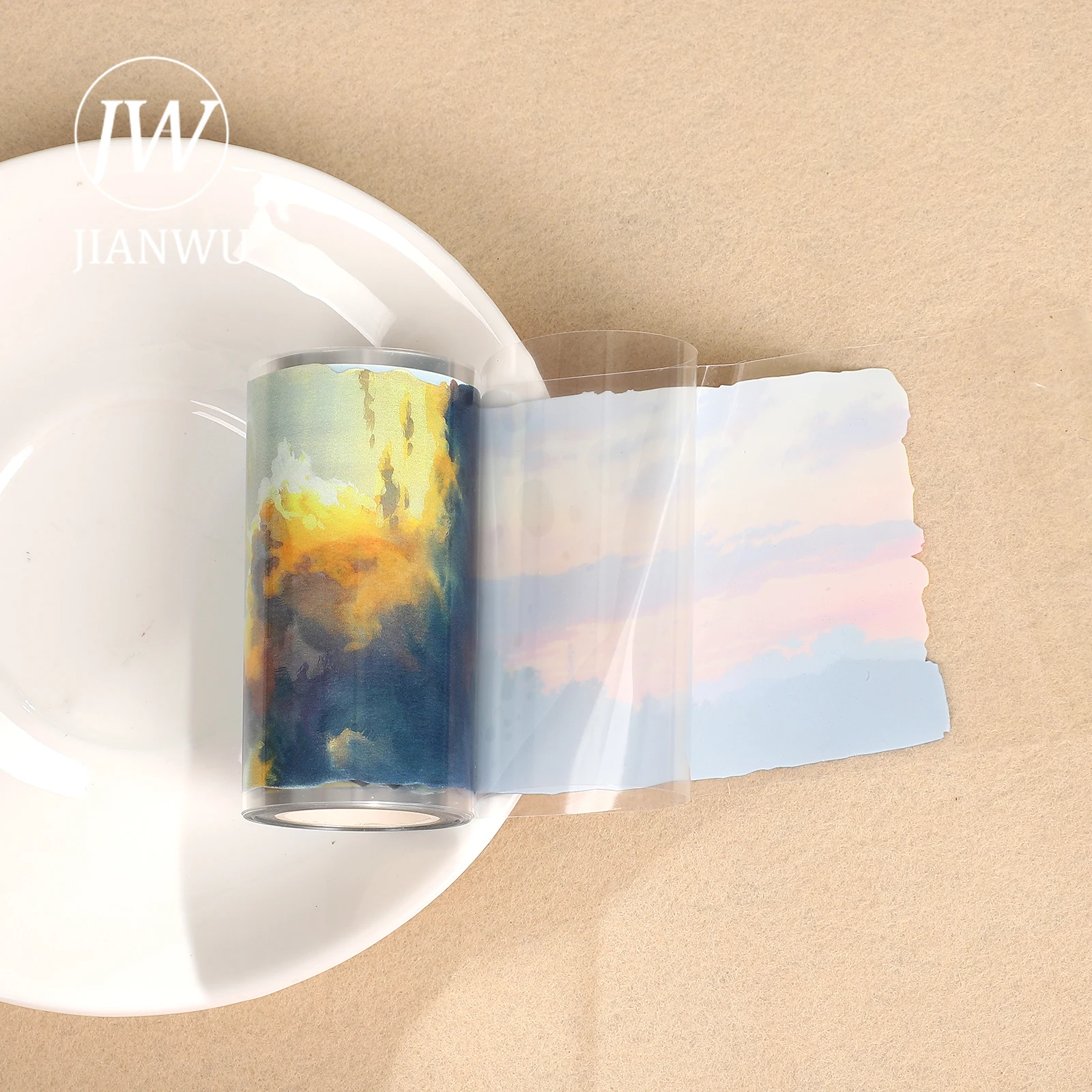 JIANWU 80 مللي متر * 550 سنتيمتر نبات عتيق ملون سحابة الغروب المشهد المواد الكولاج سجل القصاصات شريط PET الإبداعية مجلة القرطاسية #6