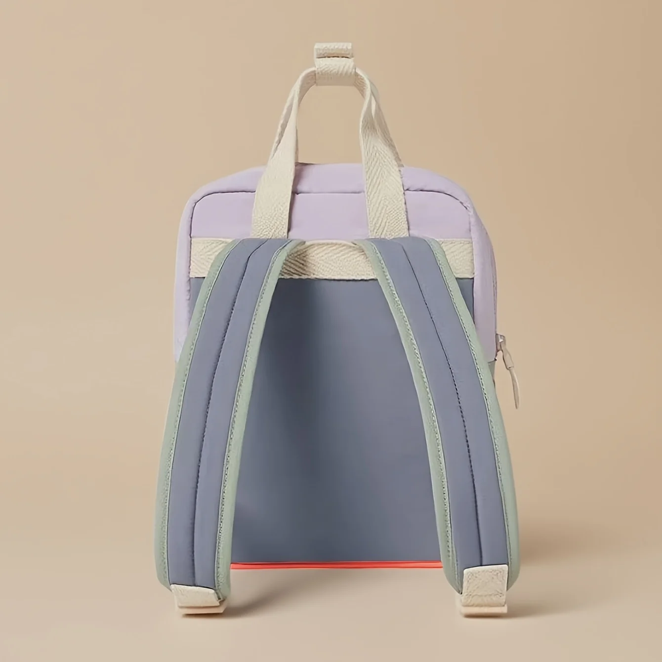 Oranje-gele kleurblokrugzak voor dames - Borduursel met aangepaste naam |   Leuke kleine tas, ideaal herfst-winteruitje cadeau