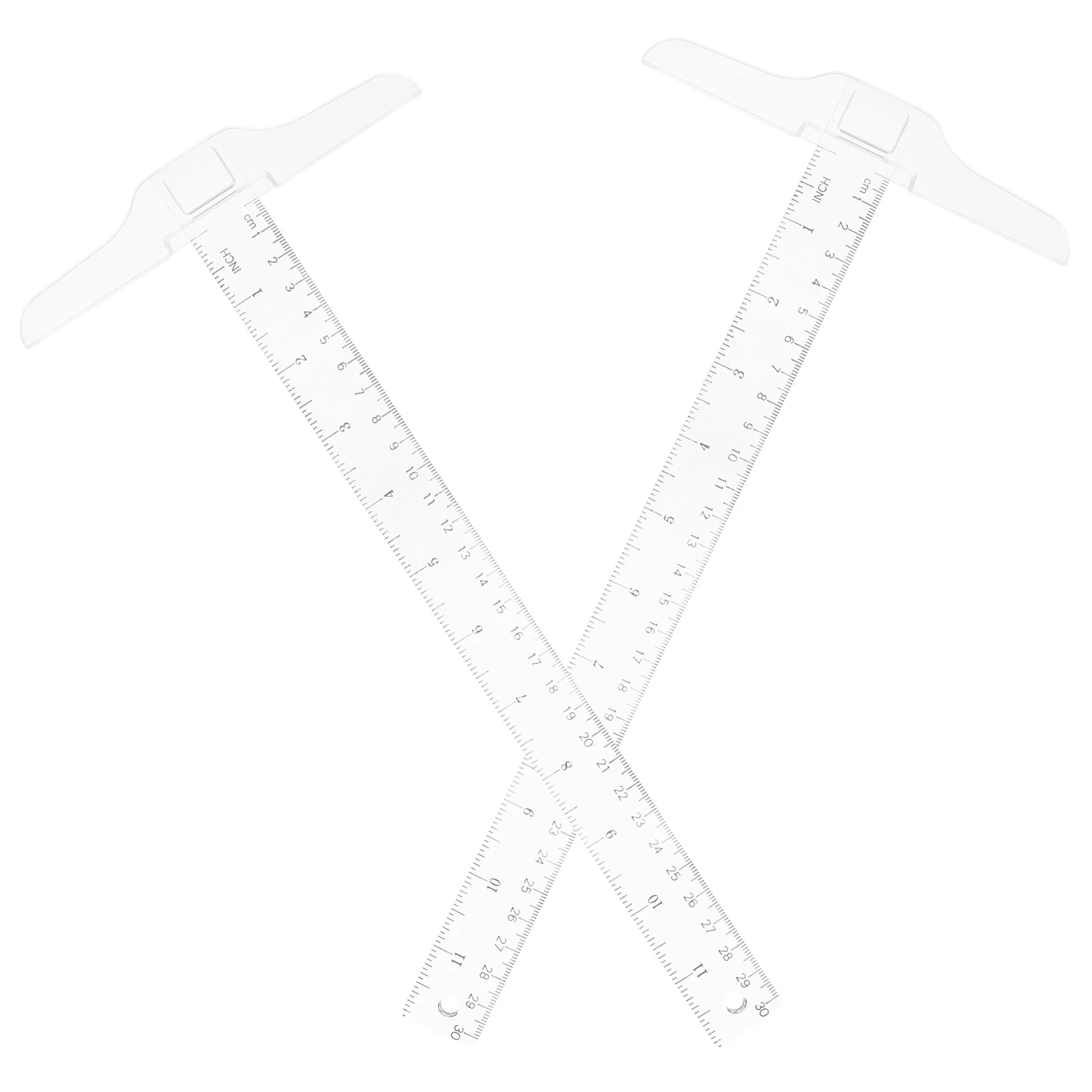 

2 Pcs T-shaped Ruler Measuring Drafting New Material T-Square Double Scale Student