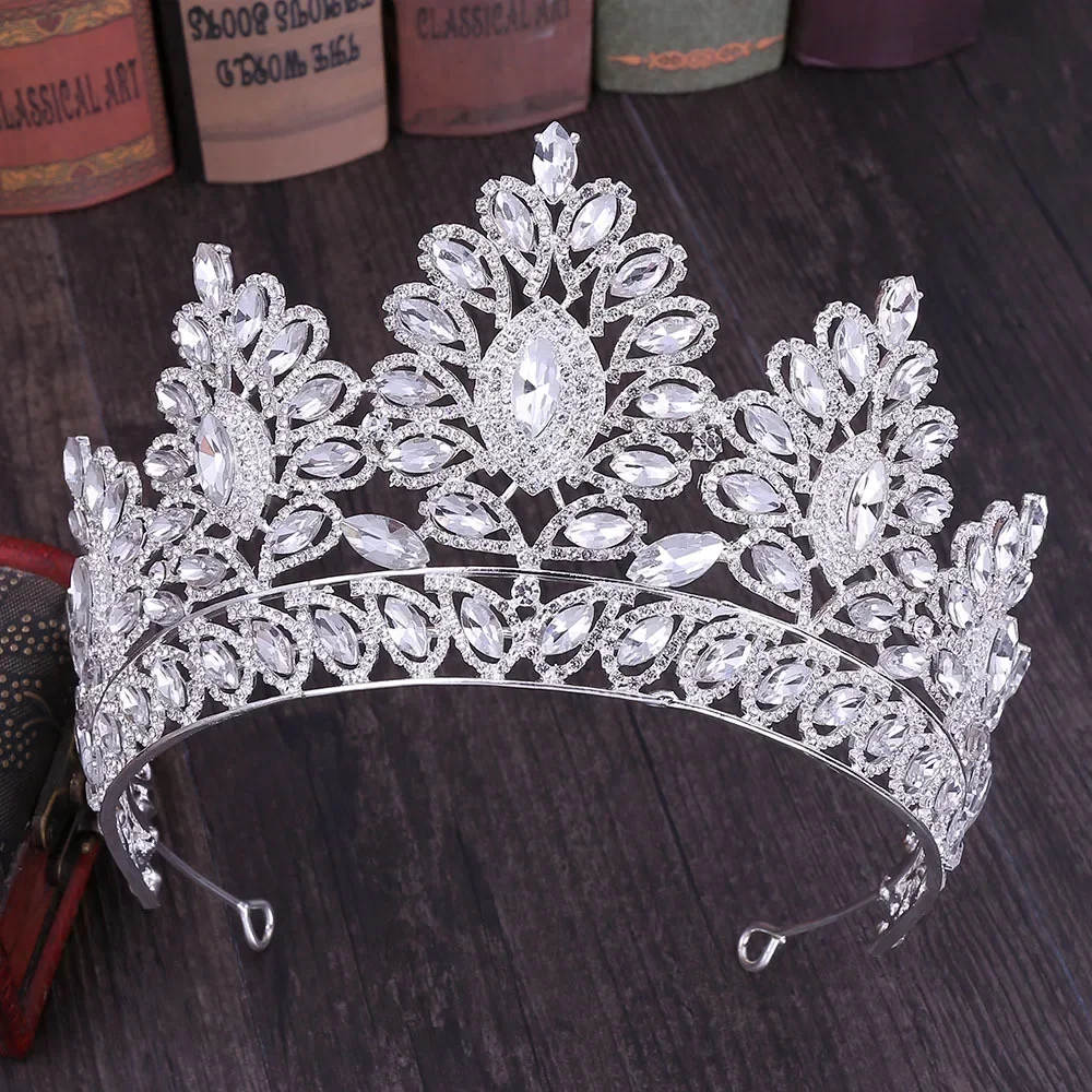 

Vintage Baroque Style Rhinestone Tiaras High Quality Large High Quality Crystal Crown Wedding Party Headdress Hair Accessories