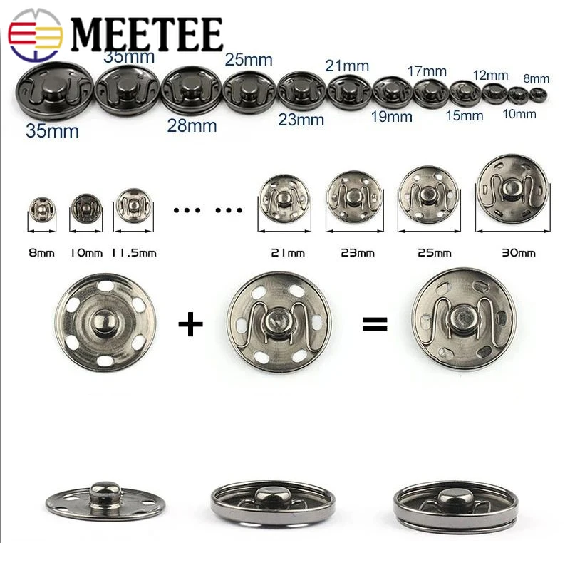 

50Pcs 8-30mm Metal Snap Button Invisible Press Studs for Shoes Leather Fasteners Buttons Garment Decor Buckle Sewing Accessories