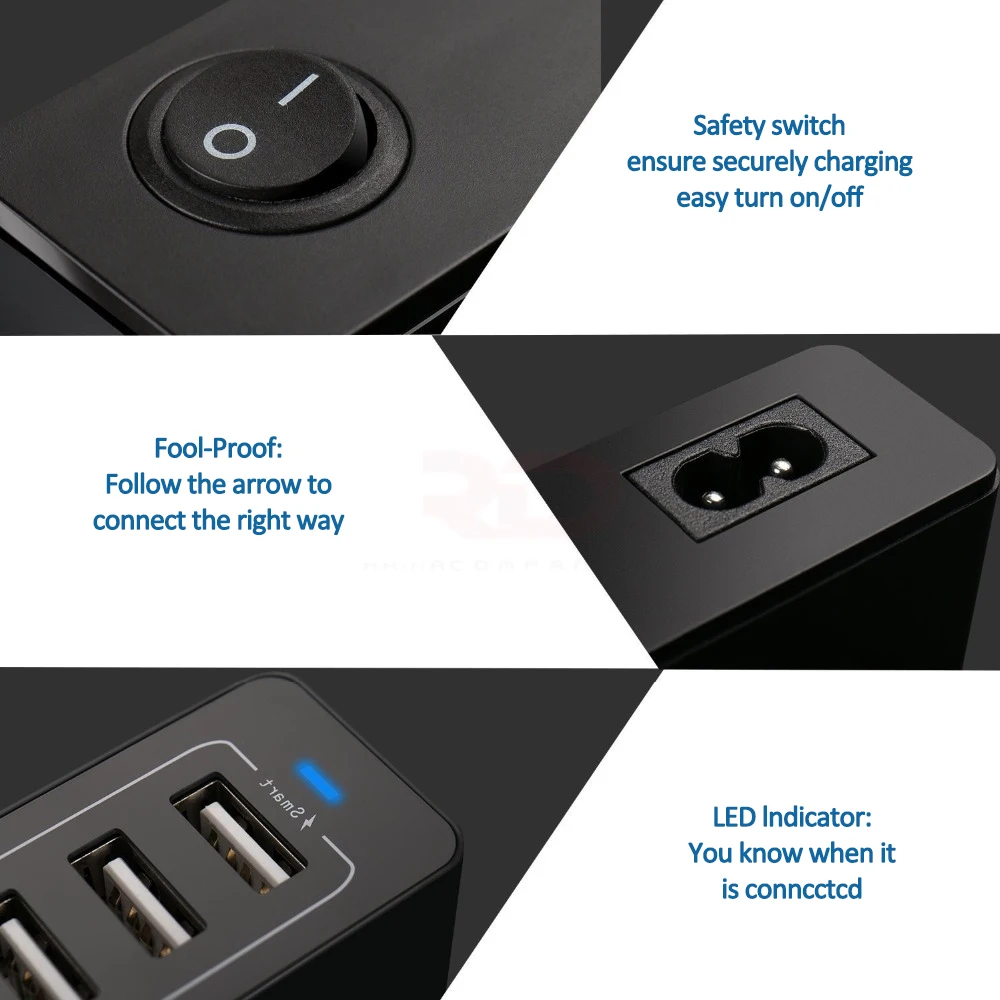 60W 10 Ports 40W 5 USB Ports Quick Charge Charger Station Dock with Cable for iPhone iPad Samsung PC Kindle Multi USB Charger