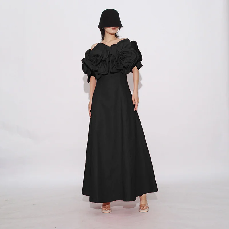 Robe Vintage sans bretelles, épaules dénudées, motif Floral 3D, cintrée, amincissante, élégante, vêtements de fête, tendance pour femmes, printemps