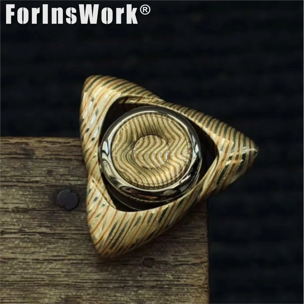 ROCK Mokume Damascus Fidget Spinner EDC Stress Relief Toy Cool Silver Hand Spinner For And Anxiety