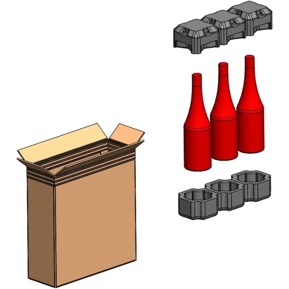 صناديق شحن النبيذ الثلاثية الصديقة للبيئة - 4 عبوات مع رغوة البولي ايثيلين المعاد تدويرها - عبوة واقية الكل في واحد #4