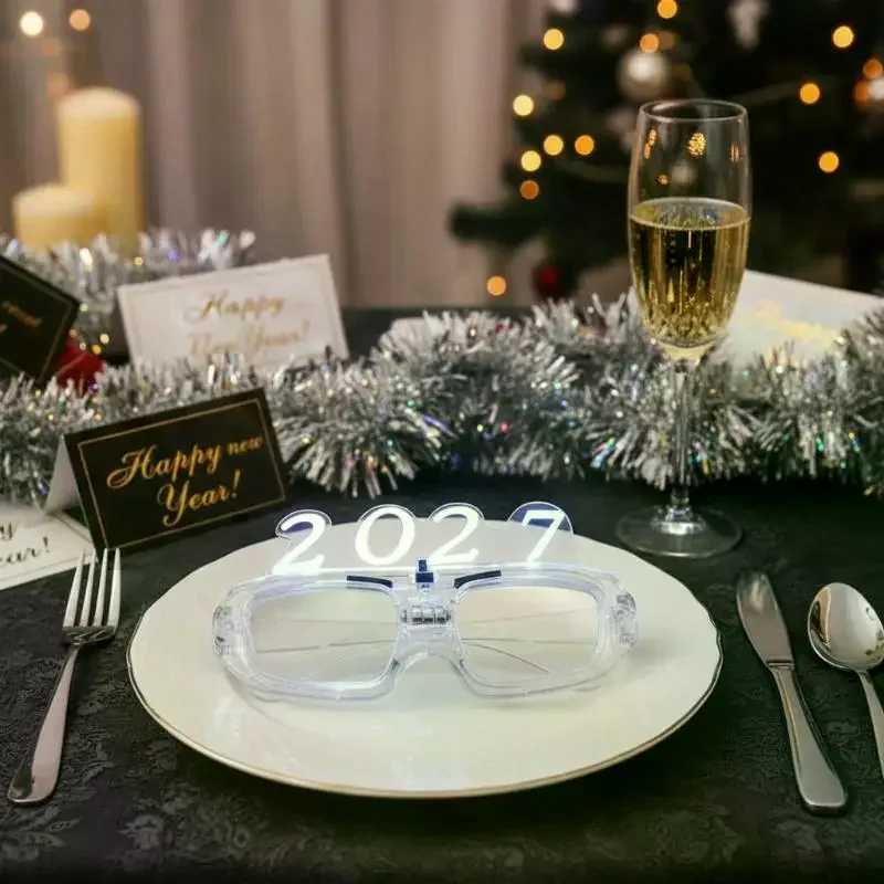 2027 LED Light Up Glasses Multi Color Flashing Modes Bright Glow Effect For New Year Eve Parties Raves Concerts