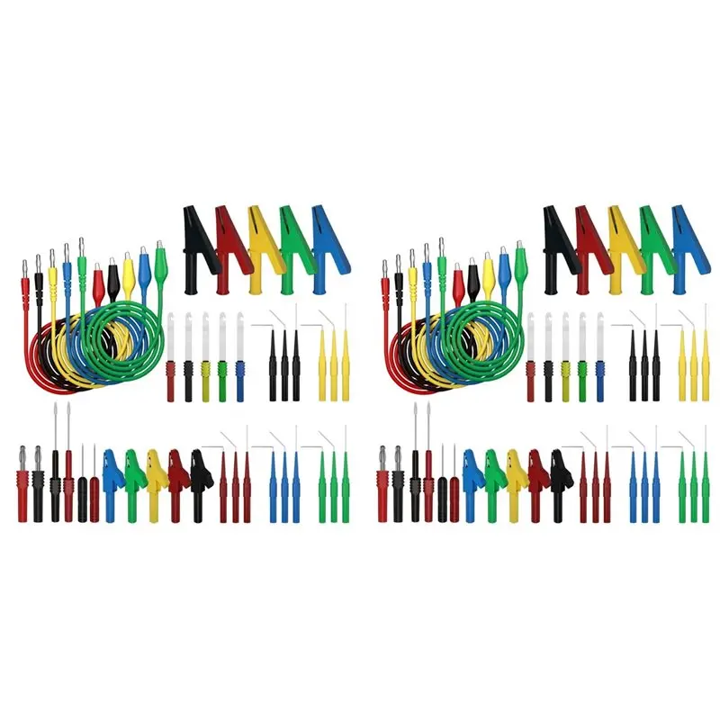 82PCS Multimeter Test Lead Kit 4MM Banana Plug To Alligator Clip Test Lead With Wire Piercing Probes Alligator Clip-AT30