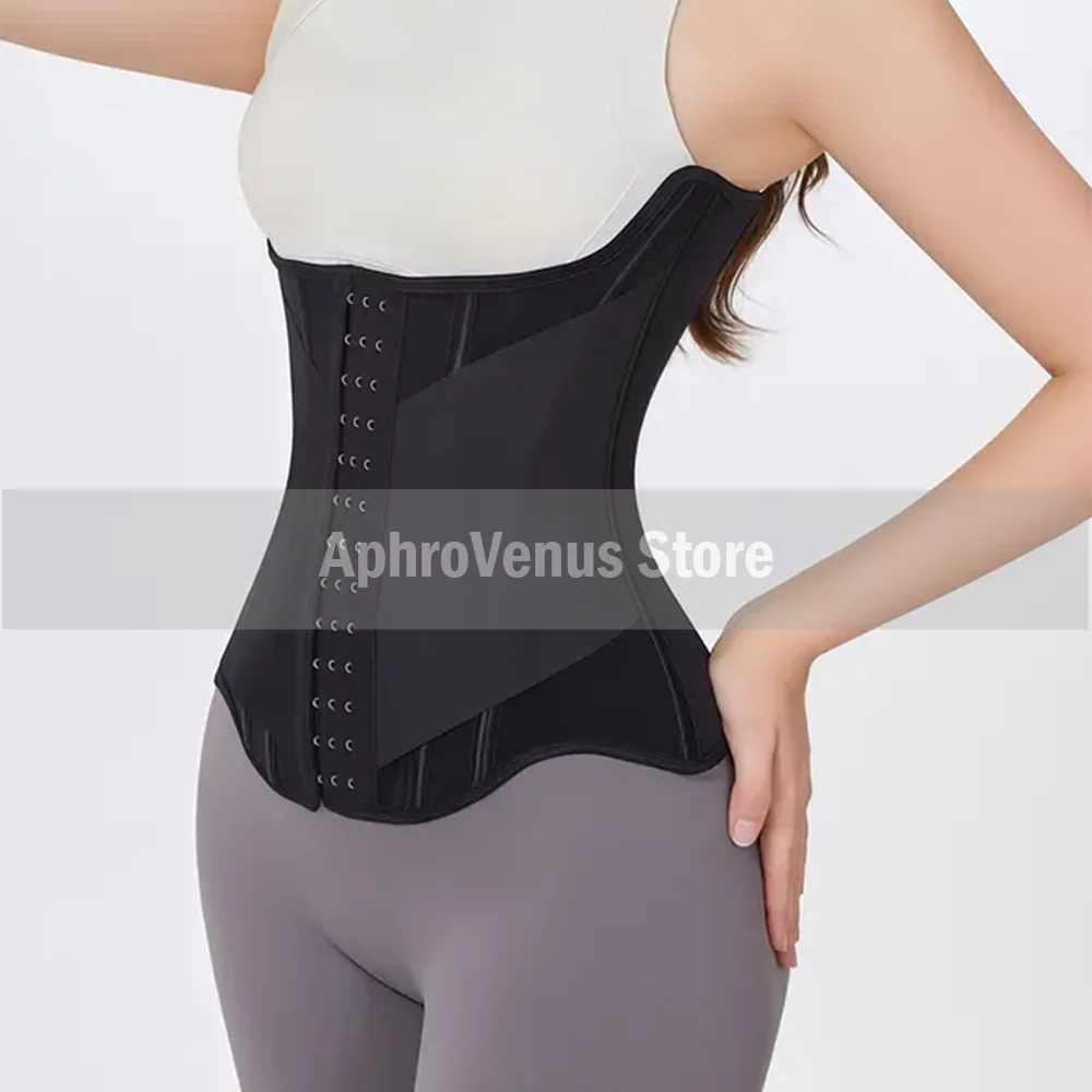 Waist Trainer Corset with Steel Bones Hook-and-Eye Closure Tummy Control Double Compression Hourglass Body Shaper for Women