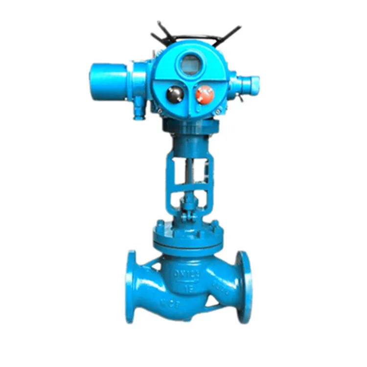 220VAC 380VAC Multi-turn electric actuator resilient seated flange motorized cast iron globe valve