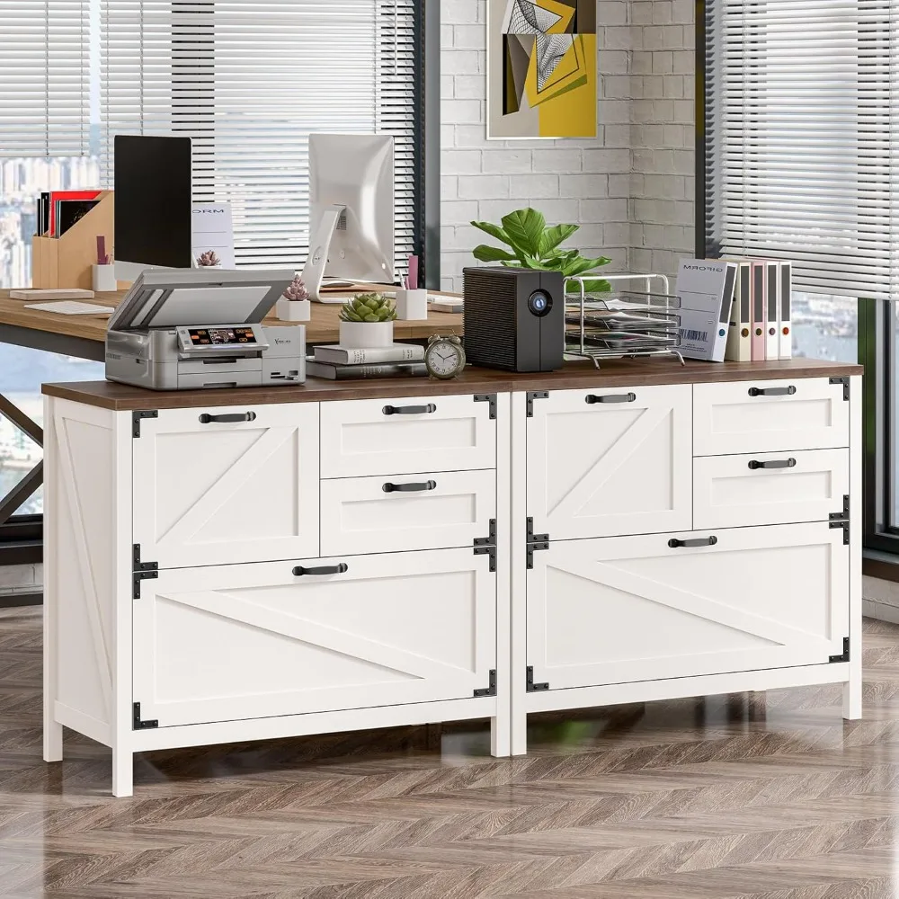 4-Drawer Lateral File Cabinet for Home Office, Large Farmhouse Style, Suitable for Letter, A4, and Legal Size Files