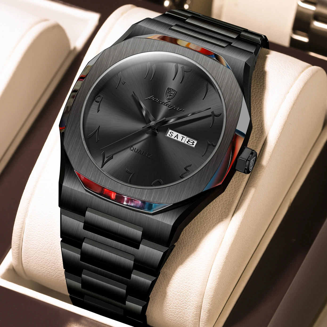 POEDAGAR Original Luxury Men's Watch Waterproof Week Date Fashion Men Wristwatch Quartz Stainless Steel Man Watches Reloj Hombre