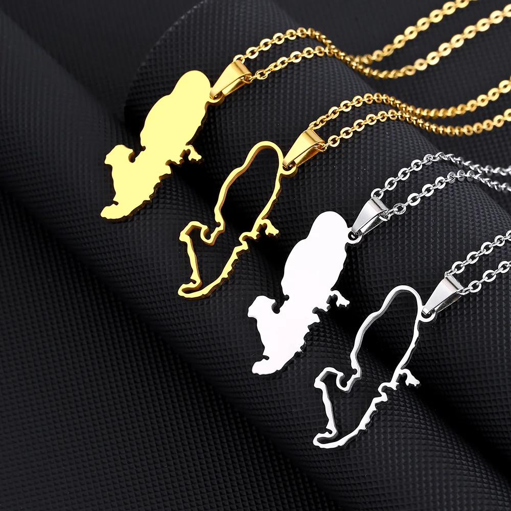 Gold Silver Color Martinique Flag Map of France Pendant Necklace Women\'s Stainless Steel Choker Necklaces Luxury Jewelry X111