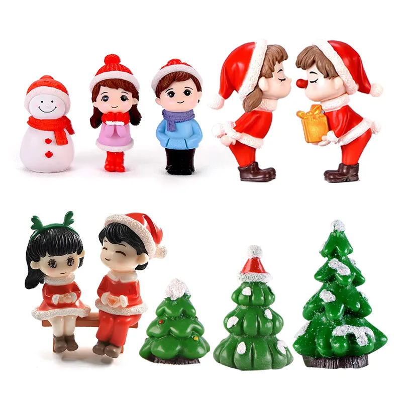 

New Christmas Lover Santa Claus snowman Deer miniature figurine Model dollhouse home fairy garden decoration accessories modern