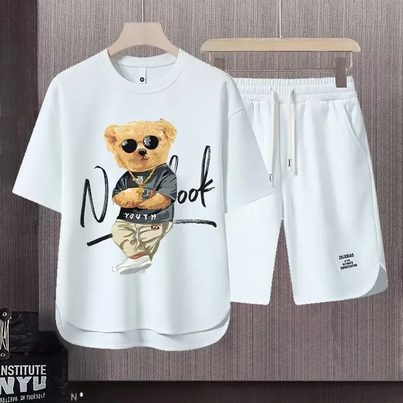 

Summer New Men's Large-sized Casual Fashionable Breathable Quick-drying Fitness Sports Short-sleeved T-shirt + Sports Shorts Set
