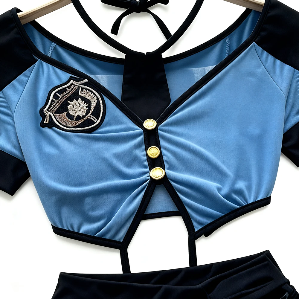 

Women's 2 Piece Outfits Short Sleeve Top and High Waist Skirt Fashion Uniforms Style Badge Design for Cosplay Party Casual Wear