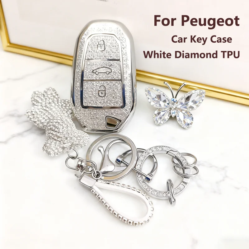 White Diamond TPU für Peugeot 207 208 3008 206 308 508 2008 407 5008 301 für Citroen C3 C4 C5 Berlingo Fernbedienung Autoschlüsseletui