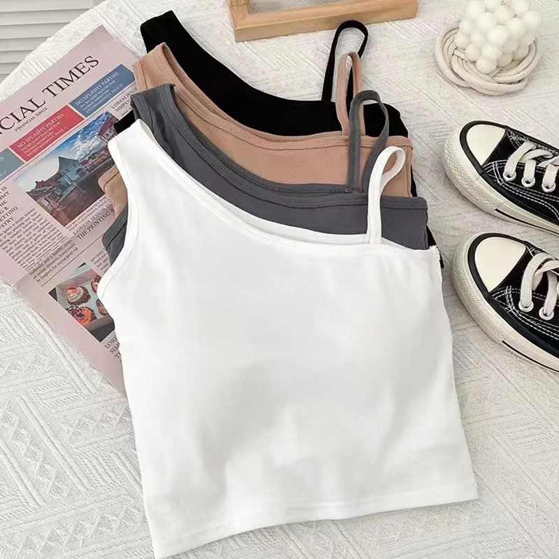 Summer Hot Girl Sexy Outer Wear Chest Pad Wrapped Chest Vest Top Girl Sports Casual Irregular Shoulder Strap Underwear