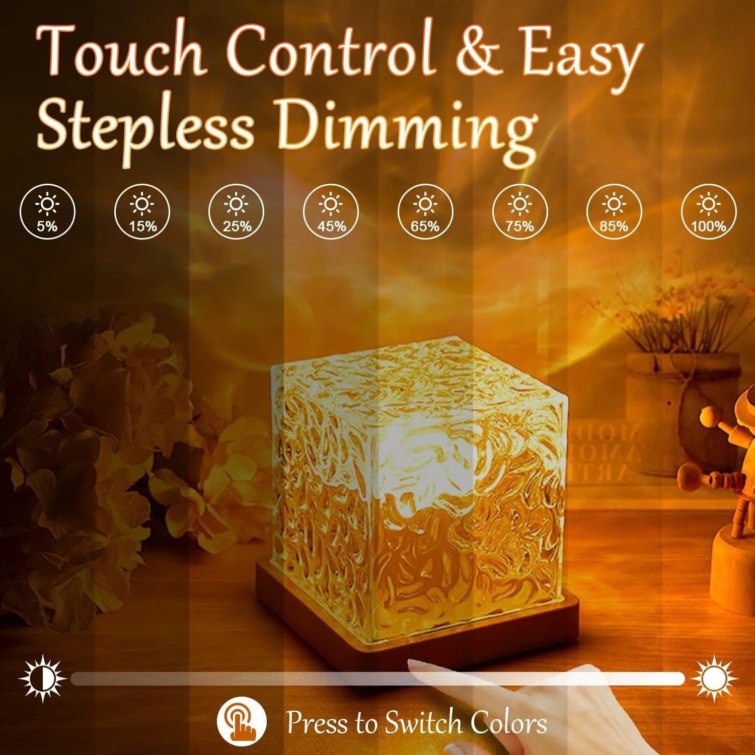 Ocean Wave Projector Light, 16-Color Luminor the Cube Lamp & App Remote, 3D Holographic Water Ripple Romantic Ambient Lighting