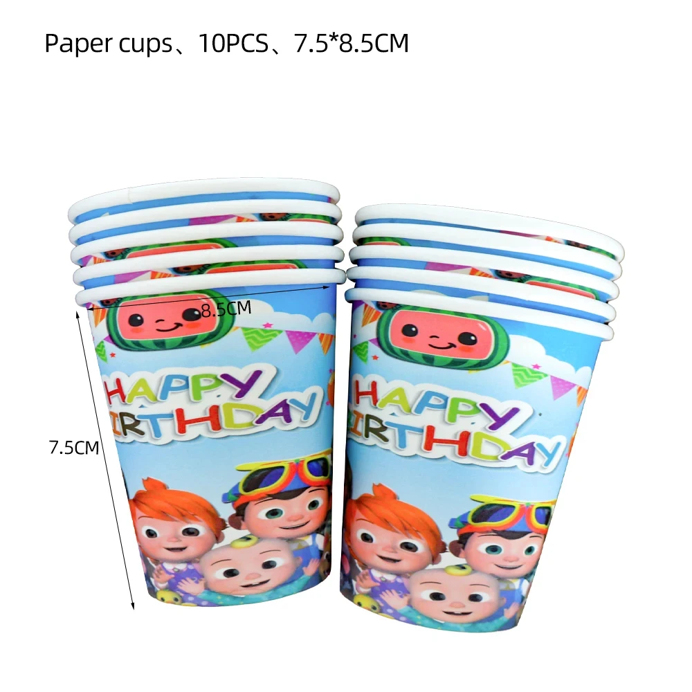 Cartoon JJmelon Birthday Party Decoration Tableware Set Banner Balloon Background Party  Kids Gifts Baby Favors Party Supplies