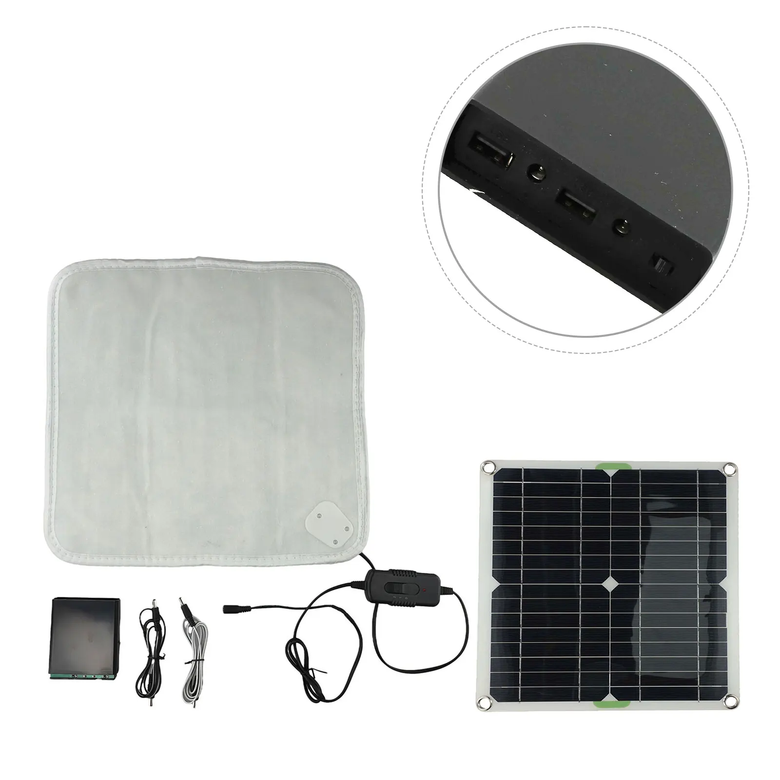 50WSolar Heating Pad Electric Carpet Foot Warmer With Energy Storage Box Adjustable Temperature For Pet Shoes Winter Home Garden