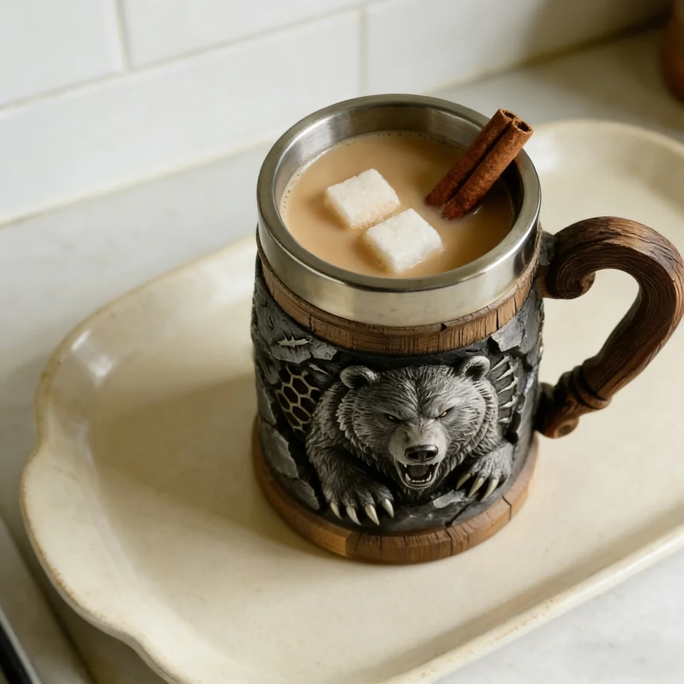 Hand-painted Creative North American Grizzly Bear Beer Mug 3D