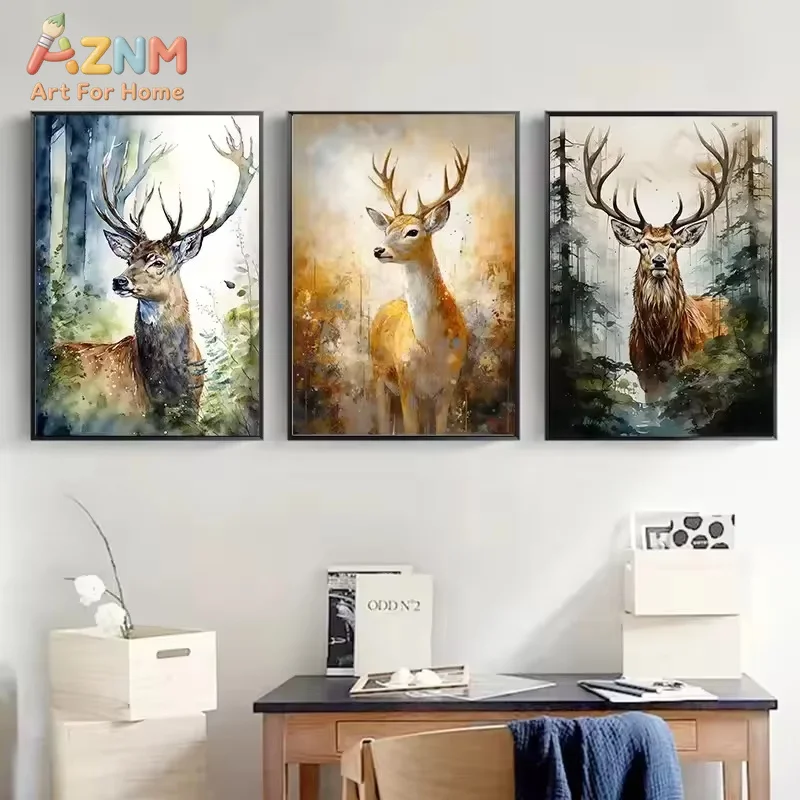 Lovely Wild Animal Deer Poster Prints Cute Jungle Angel Canvas Painting Wall Art Picture for Living Room Modern Home Decor Gift