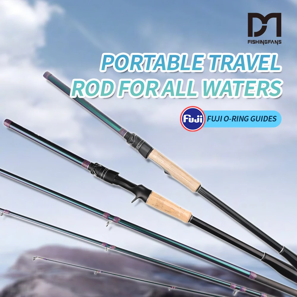 Caña de Pescar Portátil FISHINGFANS RANCY TRAVEL de 4/5 Secciones, Potencia ML/MH, Guías FUJI O, 10-25g/7-14g, para Spinning y Casting