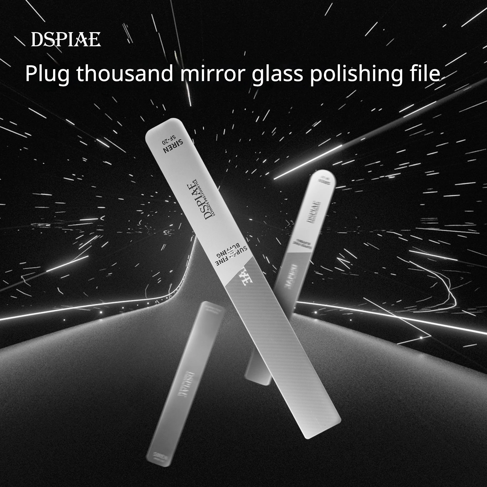 DSPIAE SF/MSF Tempered Glass Mirror Polishing File Washable Super Fine Buffing Stick for Gundam Mirror Finish Hobby Model Tool