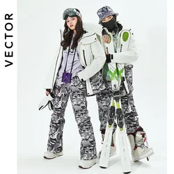 VECTOR Uomo Donna Tuta da sci Giacca Pantaloni Inverno Caldo Antivento Impermeabile Sport all'aria aperta Snowboard Sci Cappotto Pantaloni