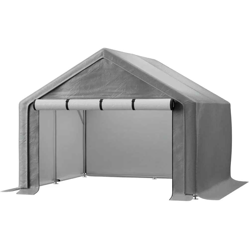 

Outdoor Storage Shelter, 10x10 ft Portable Shed with Roll up Zipper Door, Waterproof and UV Resistant Anti-Snow, Heavy Duty Carp