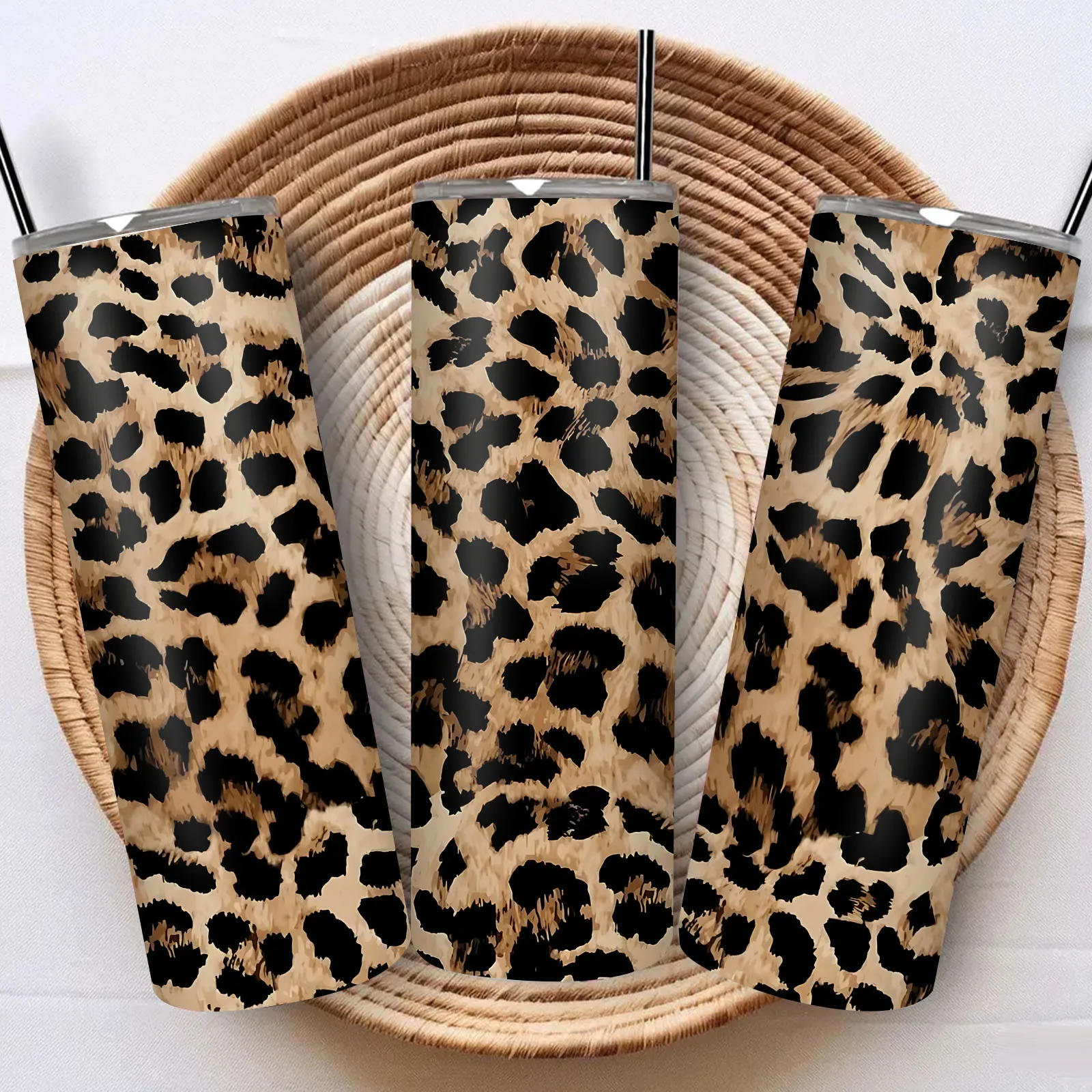 1pc 20oz Leopard Print Stainless Steel Tumbler with Lid and Straw, Hot for 12 Hours, Cold for 24. Stylish and Trendy Gift for Women, Moms, and Besties. Perfect for Holidays, Office, Travel, or Home Use. Use as a Coffee Mug or Water Tumbler