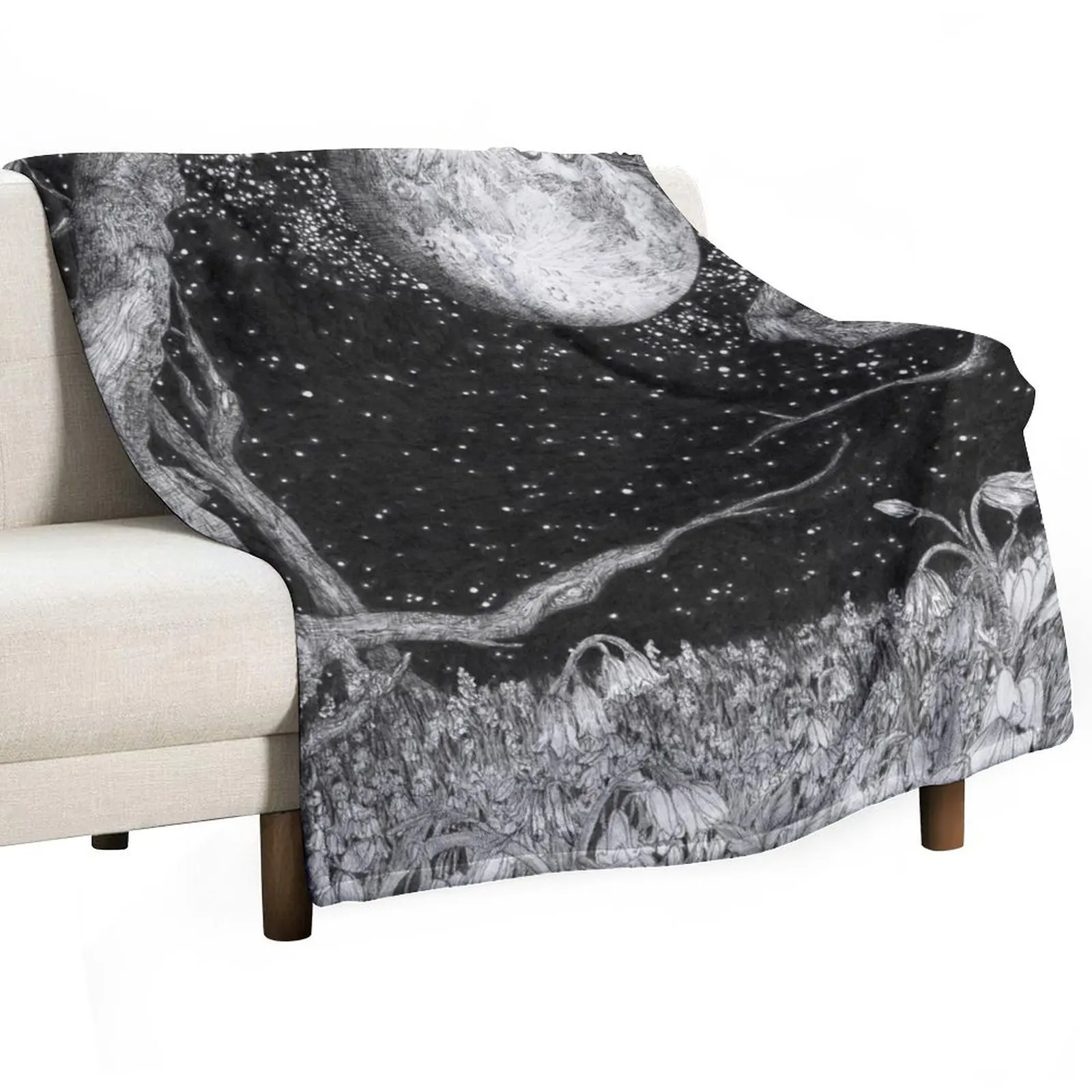 

The Midnight Flowered Forest Throw Blanket Weighted Luxury Thicken Furry Decorative Sofas Blankets