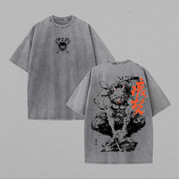 Manga Demon Slayer Inosuke Graphic T-shirt  Vintage Washed Oversized T Shirt Men Women Clothing Summer Cotton Short Sleeve Tees
