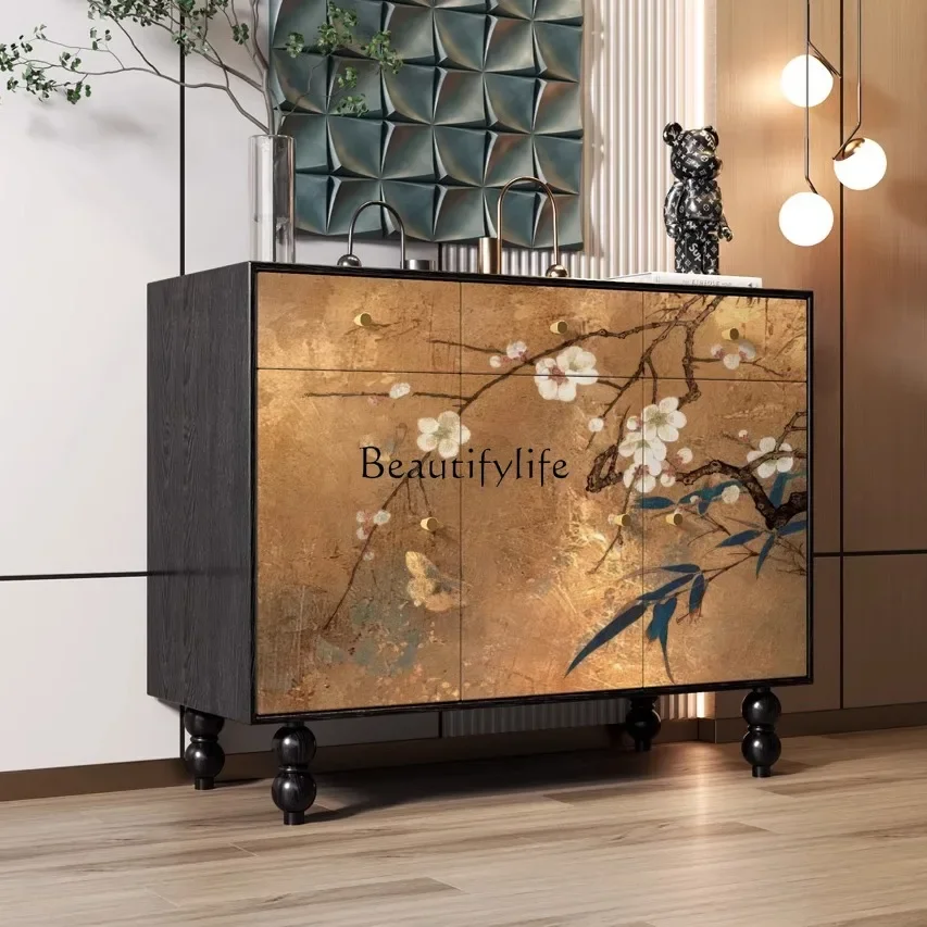 

LJYNew Chinese-style solid wood dining side cabinet modern simple living room storage storage household tea cabinet
