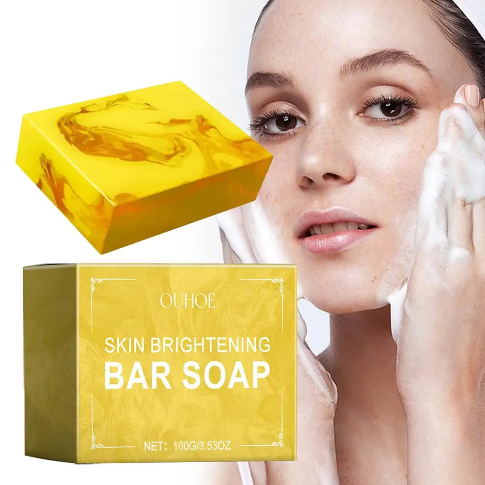 

OUHOE 100g Turmeric Soap Skin Brightening Bar Soap Clean Face Body Skin Care For Women And Men Dropshipping J3C5