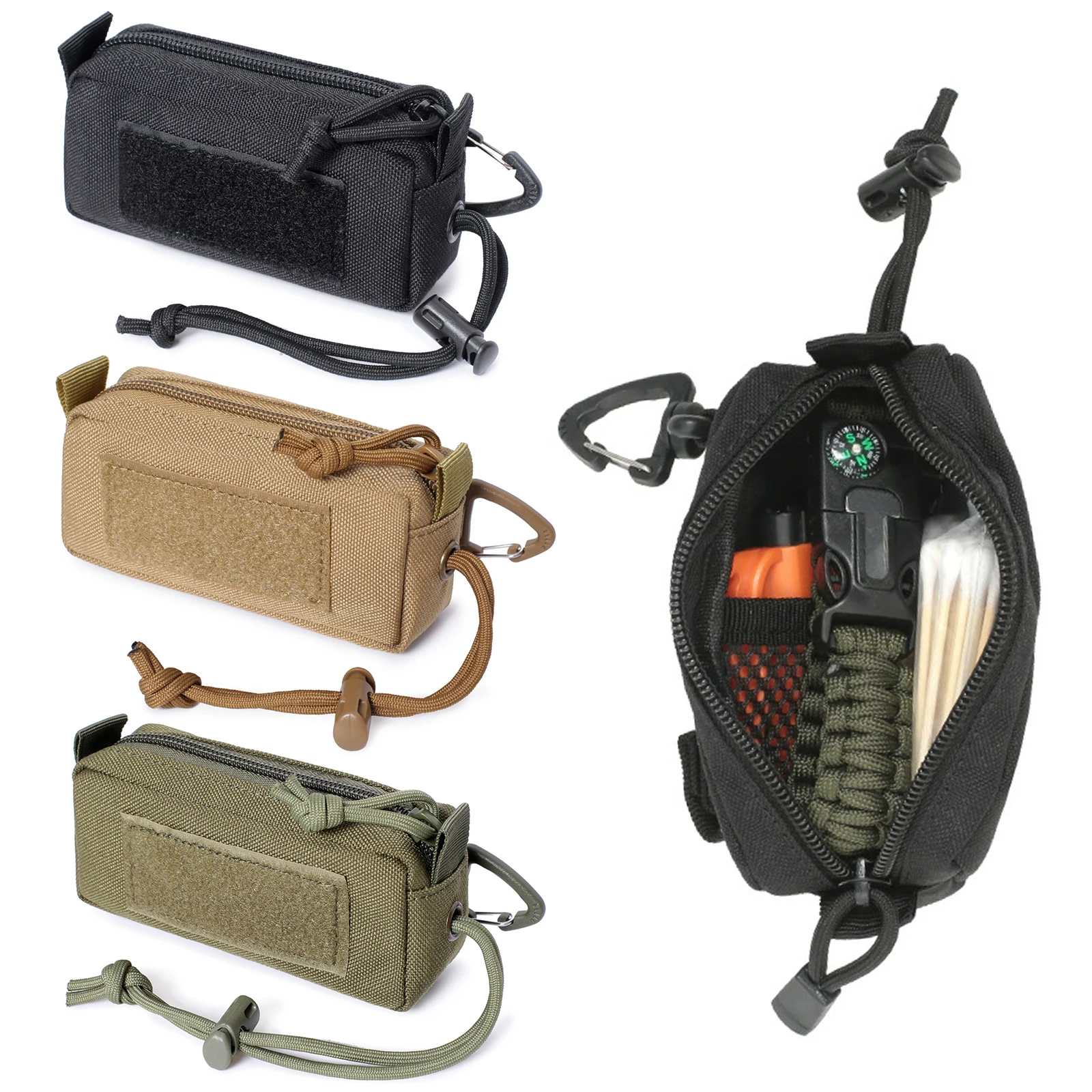 Oxford Pull-Out Key Wallet Outdoor Small Waist Pouch Key Purse Portable Key Card Case Travel Zipper Belt Bag Tactical Coin Purse