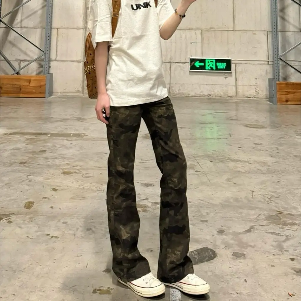 

Брюки Cleanfit American High Street в камуфляжном стиле, зауженные, прямые, расклешенные, длинные, из хлопка и полиэстера