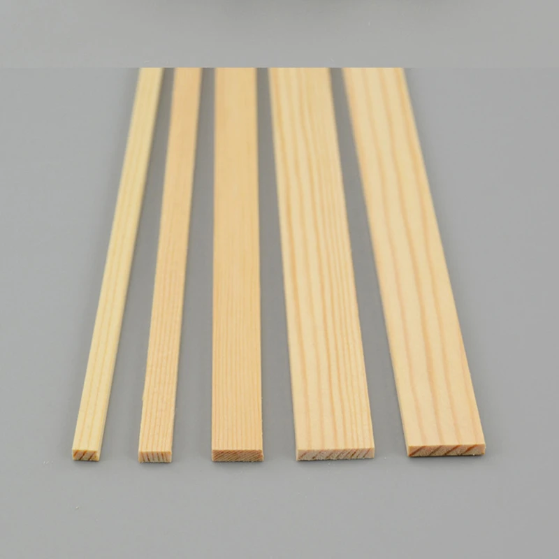 Custom Siberian Pine Wood Strips Slats 10 Pieces, 2mm Thick, 2mm to 20mm Wide, for DIY Construction Furniture Paneling Flooring