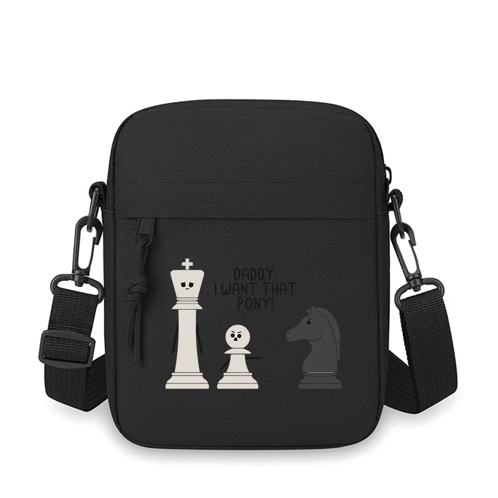 

Chess pieces,King,Pawn,Daddy pony Men Crossbody Bag Single Shoulder Women Cartoon Anime Film Printing Design Unisex