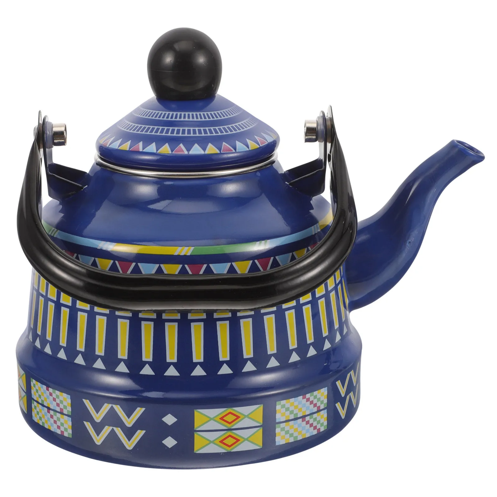 

11L Colorful Geometric Flower Tea Pot Enamel Water Kettle Stovetop Heat Resistant for Tea Coffee Soup Easy Clean Portable Daily