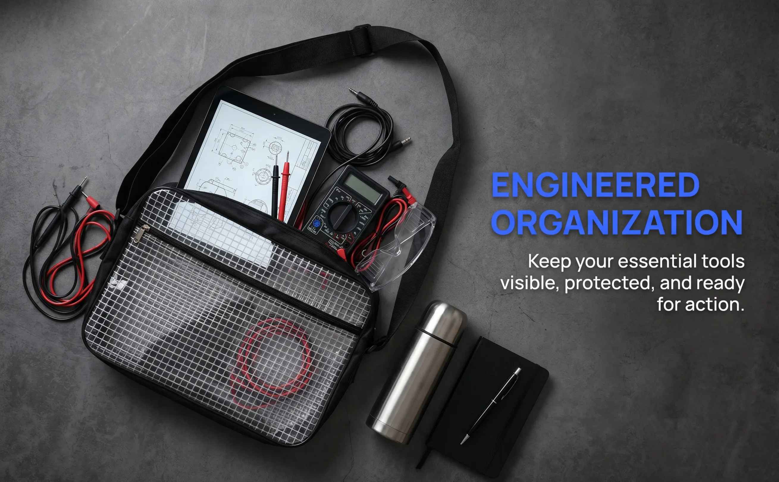 Large Transparent PVC Tool Storage Bag Anti-Static Shoulder Pouch Dust-Free One Shoulder Crossbody Bag Trendy Clear Organizer