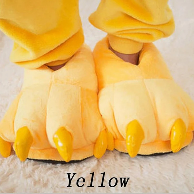 Winter Warm Soft Indoor Floor Slippers Women Men Shoes Paw Funny Animal Christmas Monster Dinosaur Claw Plush Home view 6