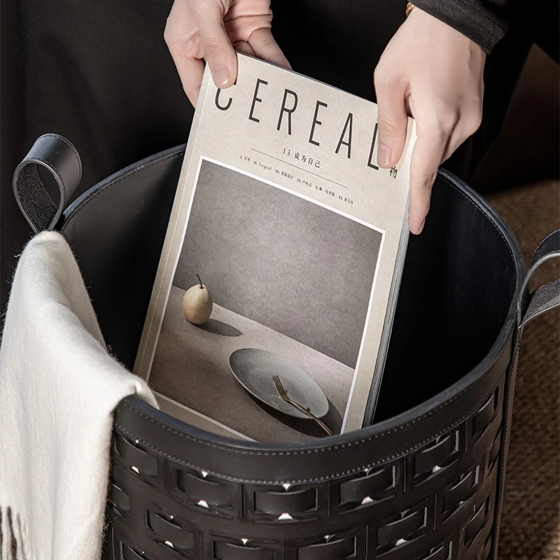 

Minimalist Leather Laundry Hamper High-end Aesthetic for Closet Bedroom Entryway Soft Leather Foldable Storage Basket Bin