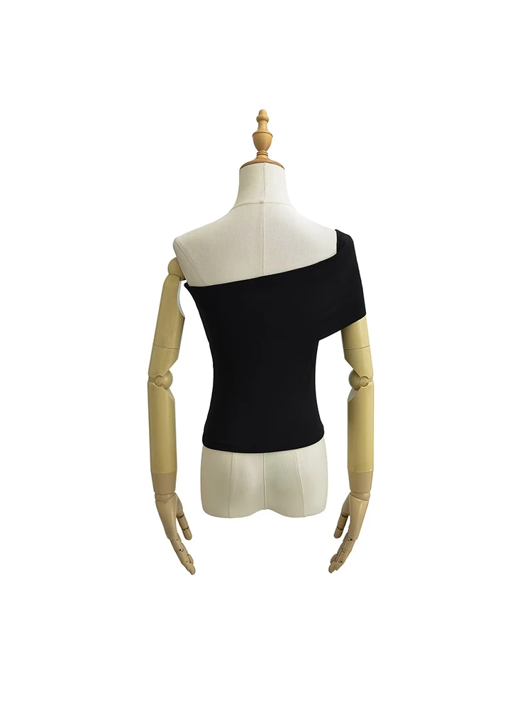 

Sexy Asymmetrical oulder Tight Top ort Thin Design Girl's T-irt Summer New Sle Pure Desire Sle Hot Girl Design